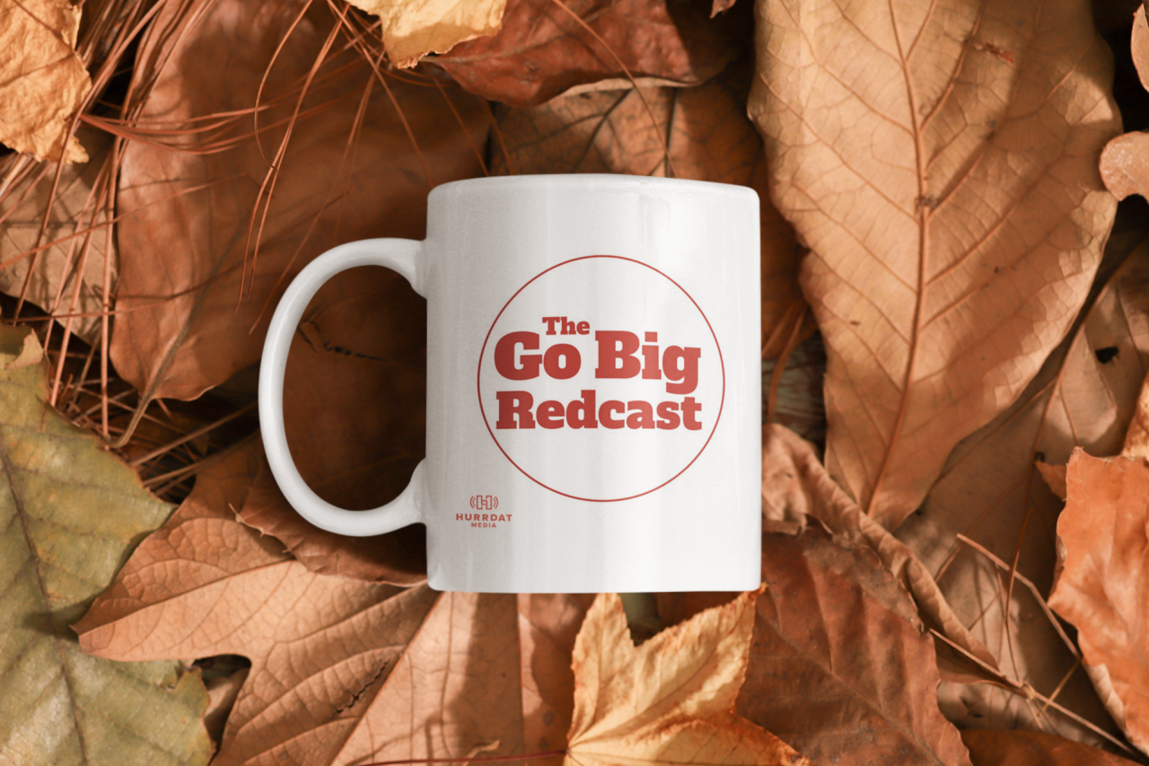 Go Big Red podcast on a white ceramic mug